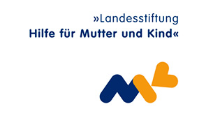 Logo: „Landesstiftung Hilfe für Mutter und Kind“.